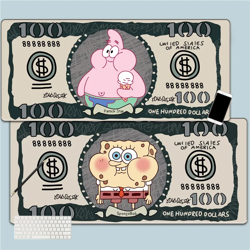 Leder Cartoon Mauspad SpongeBob Paid Star Wasserdicht Niedliches Mauspad für Mädchen Übergroßes Tastaturpad Büro Schreibtischunterlage Anime