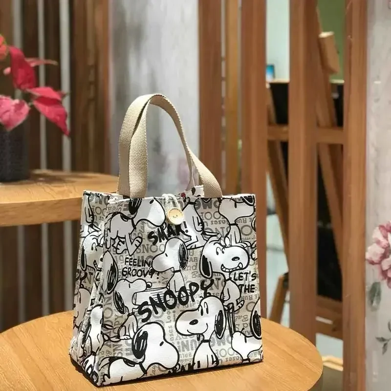 Borsa per il pranzo Snoopy Borsa a mano in cartone animato Borsa in tela per mamma carina per borsa da lavoro per studenti