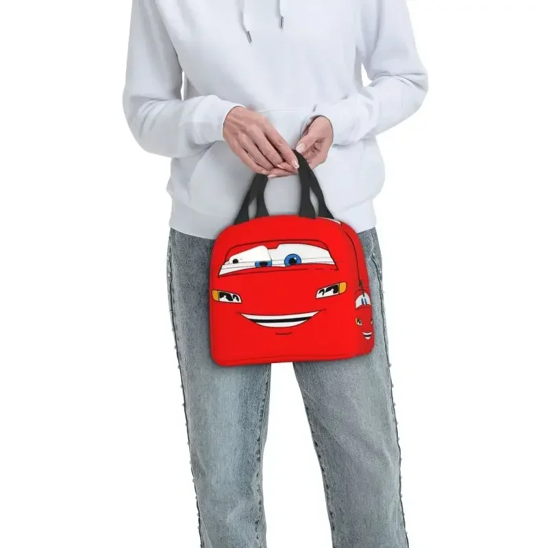 Fiambrera de dibujos animados Lightning Mcqueen Cars, nevera térmica, bolsa de almuerzo aislada para alimentos, bolsas de mano portátiles para Picnic para niños, escuela