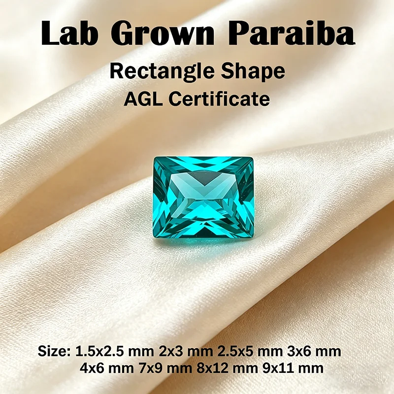 

Lab Grown Paraiba Gemstone Long Rectangle Shape Loose Gemstones For Jewelry Setting MultiShapes Available Round Heart Emerald