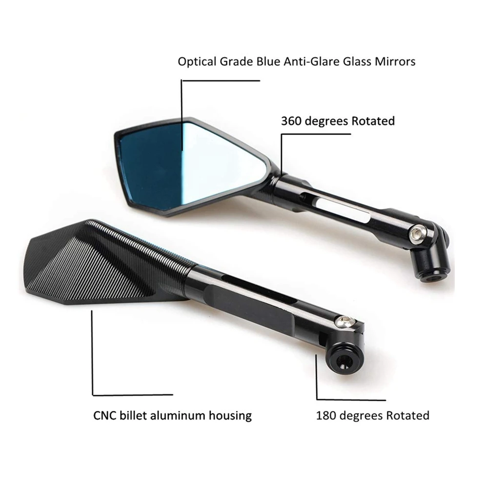 Universal Aluminium Motorcycle Handlebar End Mirror 8mm 10mm Side Rearview Mirrors For Street Sport Dirt Bike Cruiser Chopper