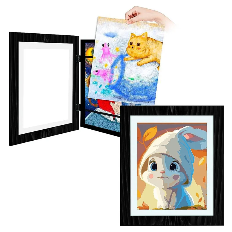 AF91-Children Flip Picture Frame 13.8X10.4Inch, For Kids Drawing Crafting(White, 2PCS)