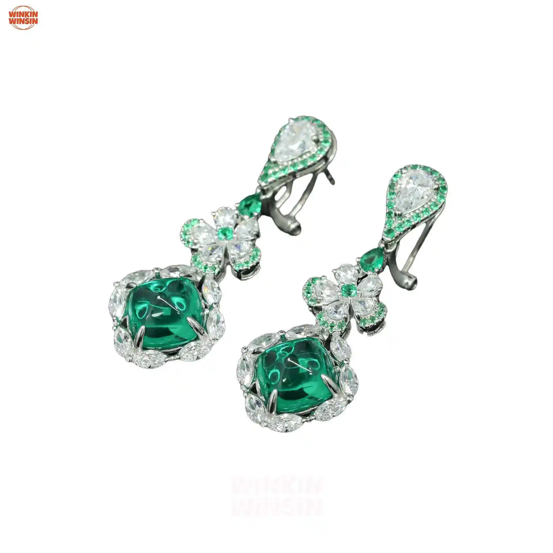 

Winkin Winsin Mizuki Midori'S Emerald Sugar Tower Luxury Jewelry Versatile Girls' Earrings