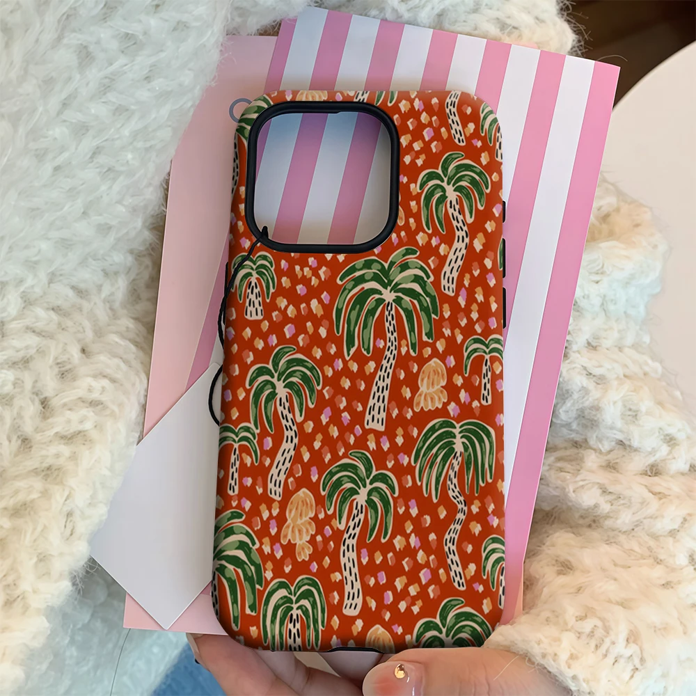 Funda de teléfono Retro Tropical Palm Tree IPhone17 imprescindible para IPhone 17 16 15 14 13 12 Pro Max Plus contraportada de doble capa