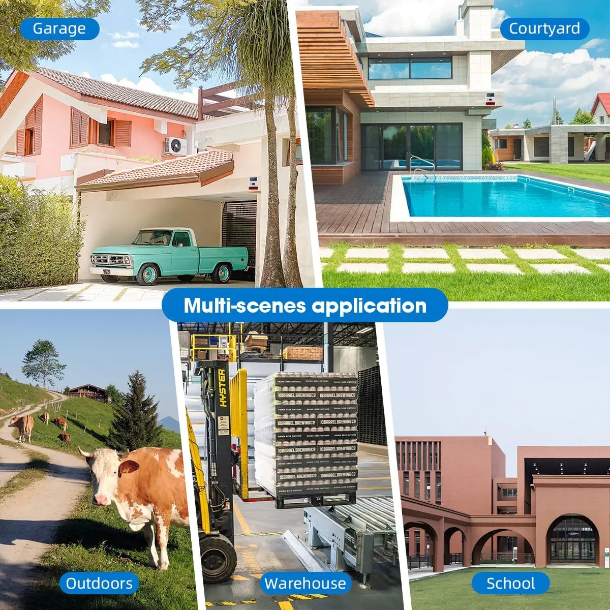 Alarm Siren Wireless Outdoor Siren Solar Powered with LED Flashing Light Alarm Security Systems for House Support Security