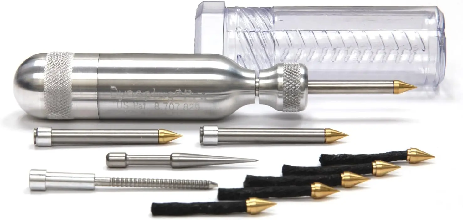 

Premium Tubeless Tire Repair Kit - Aluminum Tool, Made in USA for Cars & Bikes