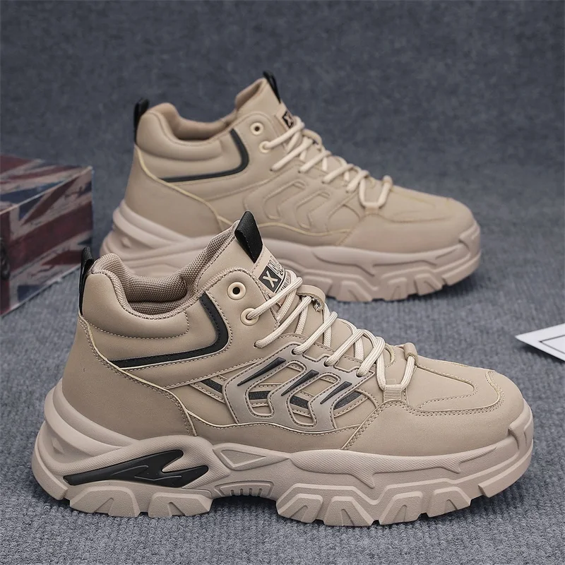 

Мужские ботинки, новые четырехсезонные высокие сапоги, повседневные ботинки, удобные противоскользящие универсальные ботинки для рабочей одежды, увеличивающие рост