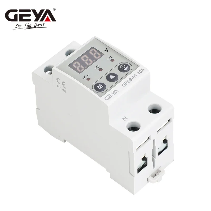 GEYA GPS8 Din Rail Over Current Protector Over Voltage Under voltage Protective Device 40A 63A 80A 220VAC