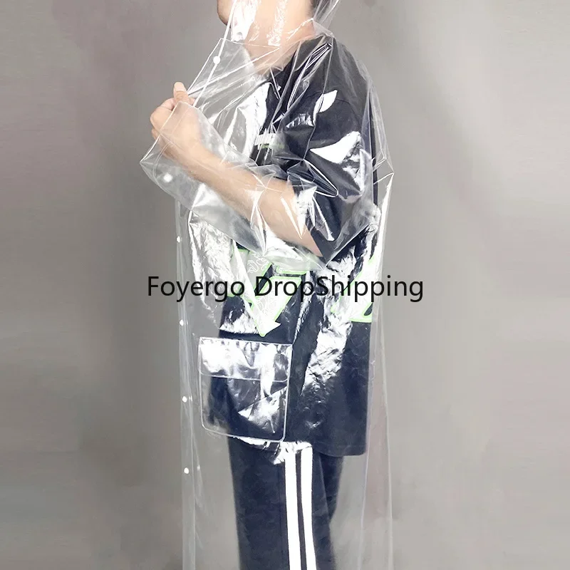 Motorcyclist Long Raincoat Men Biker Disposable Transparent EVA transparent XL Raincoat Waterproof Household Merchandises