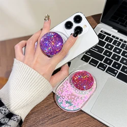 Glitter Vloeibare Drijfzand Magneet Telefoon Grip Voor Iphone 12 13 14 15 Magsafe Socket Vinger Beugel Houder