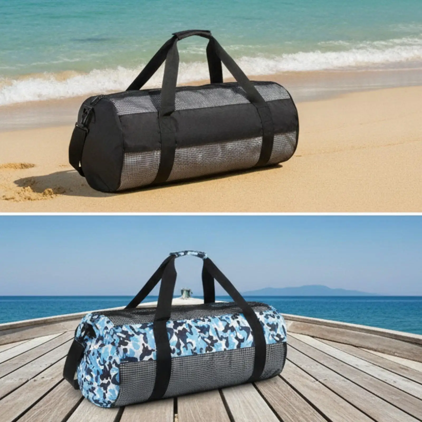 Diving Gear Container Nylon Mesh Cylinder Bag for Scuba Fins Snorkel Regulator Storage Waterproof Beach Travel Duffel