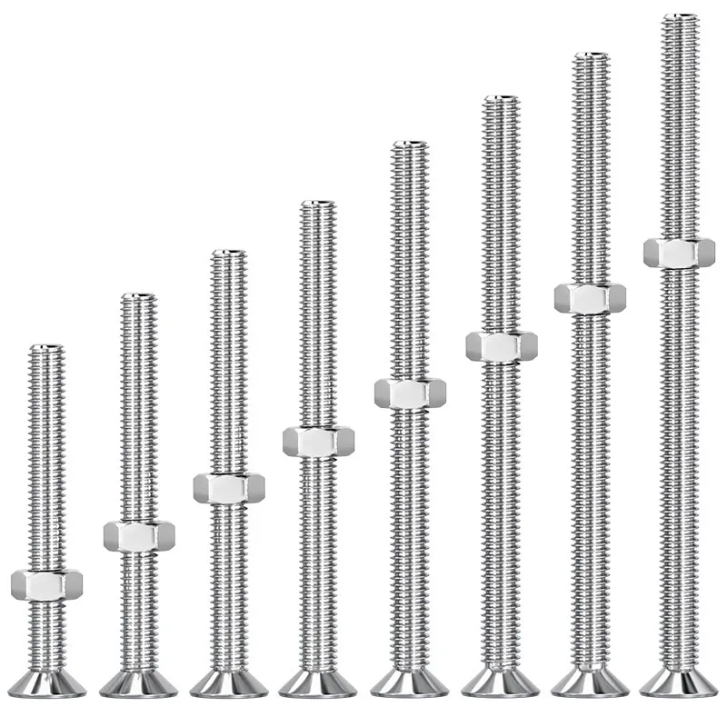 304 Stainless Steel Countersunk Cross Bolt and Hex Nut Kit Screw M2 M2.5 M3 M3.5 M4 M5 M6 M8 M10 M12 Length 16mm-120mm 4