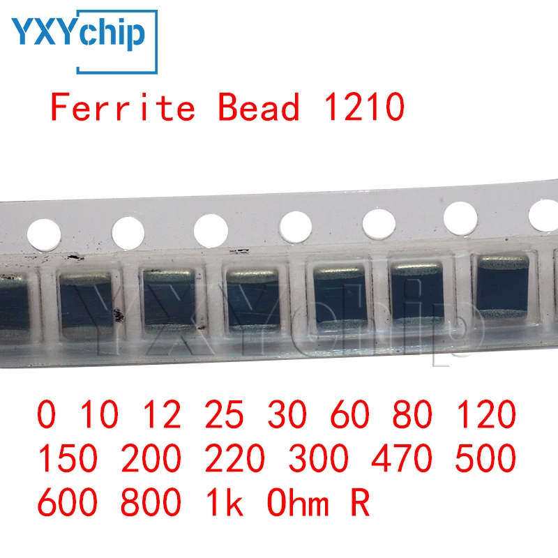 高周波ビーズ,3225 smd,1210 0 10 12 25 30 60 80 120 150 200 220 300 470 1kオーム,高電流,50個