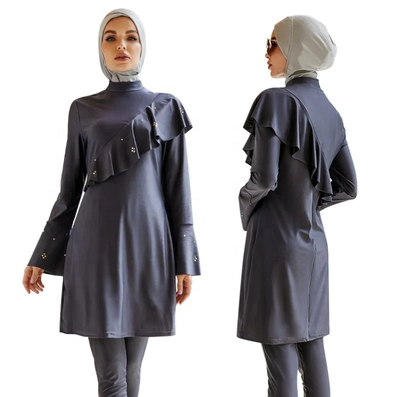 2025 جديد وصول Oem ملابس سباحة متواضعة للنساء جميع الأسود التغطية الكاملة 3-PC ملابس السباحة الإسلامية ملابس سباحة إسلامية سوداء #6