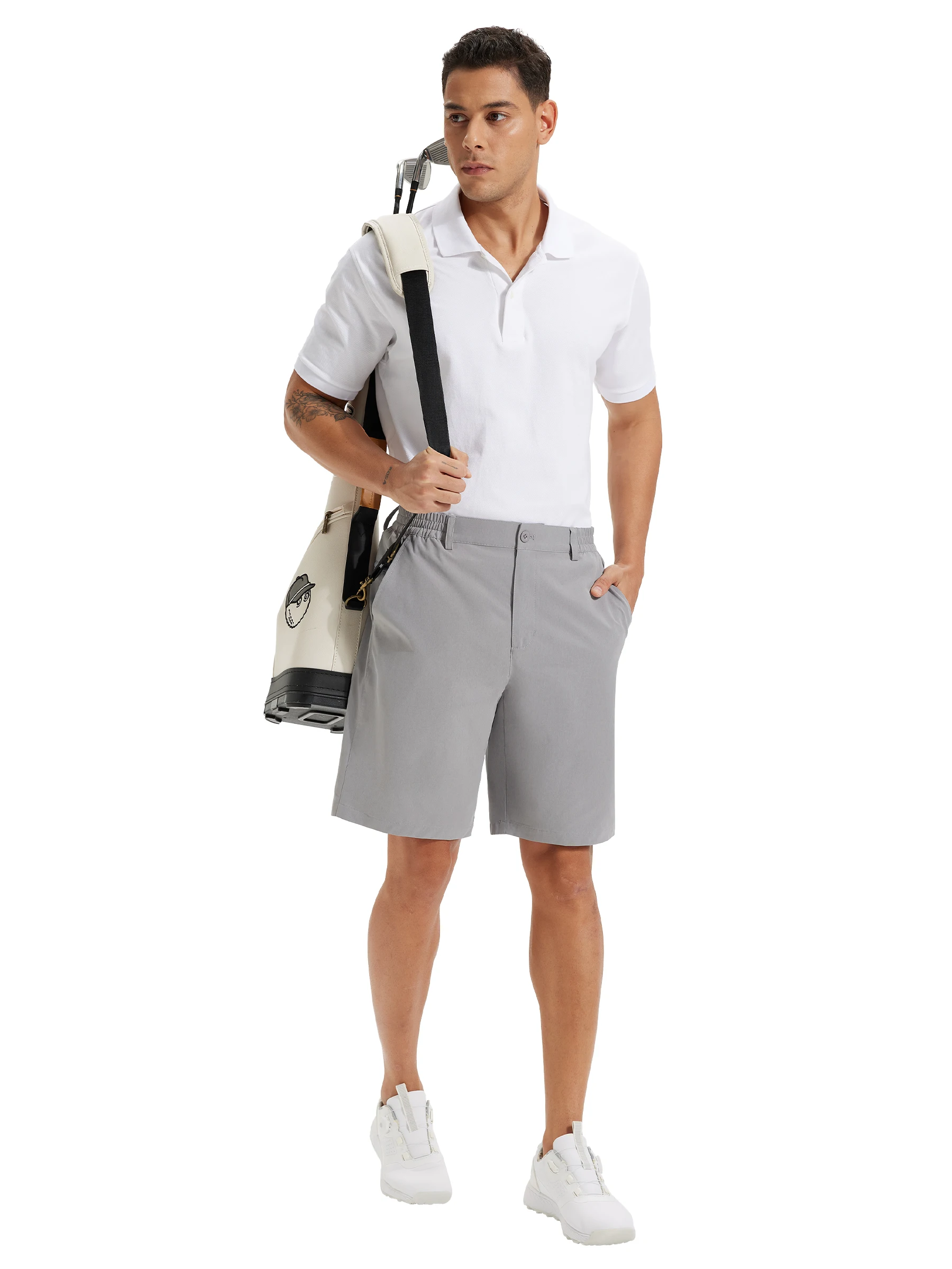 Sommer Herren Freizeitshorts Business- & Golf-Hosen, Atmungsaktive Relaxed-Fit-Shorts mit Schnellverschluss-Taschen – Detail 29