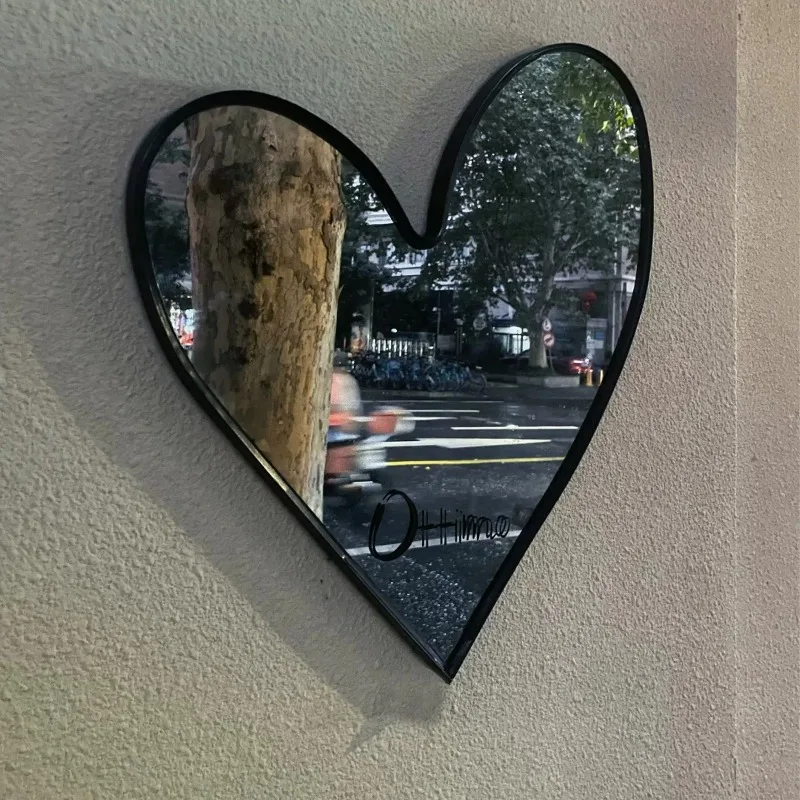 Heart Wall Mirror Self Adhesive Photo Booth Decor for Bar Cafe Clothing Store Entrance Wall Art Ambient Prop Check-in Trendy New