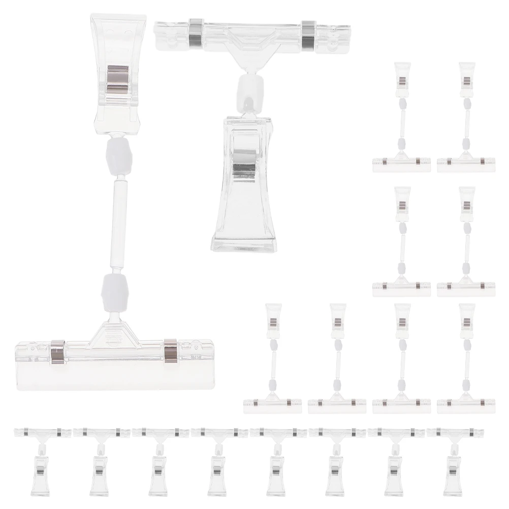 

50 Pcs Advertising Clip Clear Rotatable Tag Clips Double Sided Sign Holders Label Merchandise Price Abs Display
