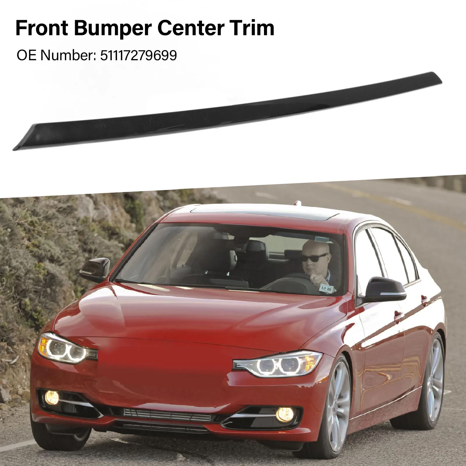 Car Styling Front Bumper Center Molding Trim Stylish Accurate Fit 51117279699 for BMW 3 Series F30 F31 Sport Line 2012 to 2015 view 3