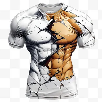 Men's Muscle Print 3D T-shirts Fashion Cool Daily Sport Fitness Casual Wear Muscular Male Body Short Sleeve Tees Summer Clothing