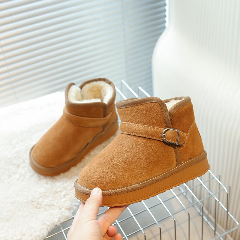 الأطفال أحذية الثلوج الشتاء لطيف دافئ موضة المضادة للانزلاق أحذية أطفال بنين بنات الترفيه سميكة الفراء منصة شقة قصيرة التمهيد أحذية رياضية #2