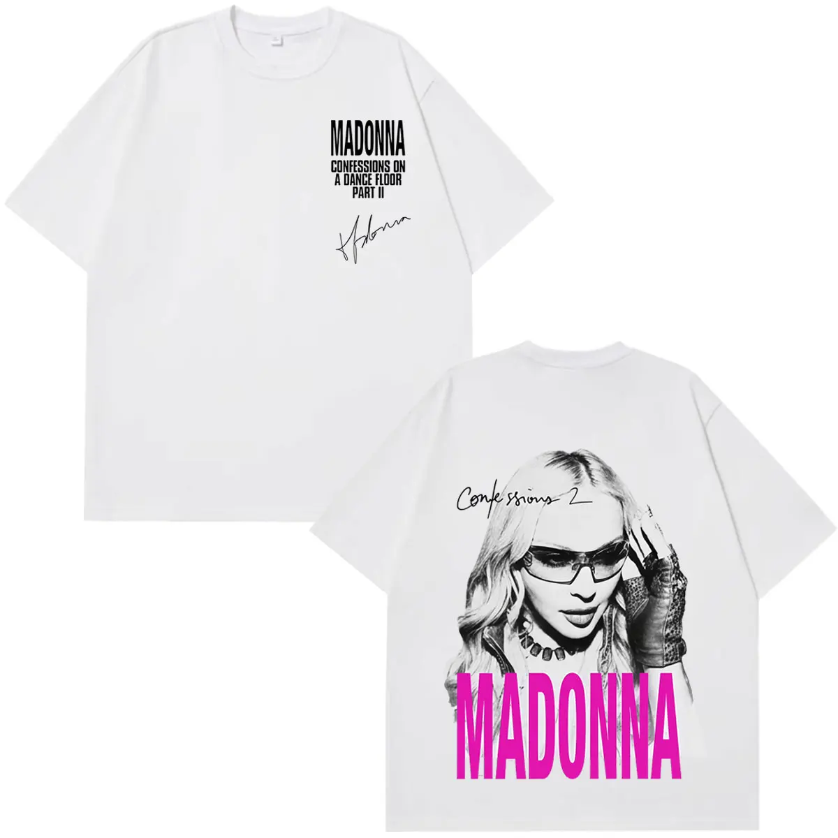 Madonna CONFESSIONS II Album Tour 2026 Print T-Shirt Herren Damen Mode T-Shirt Kurzarm Casual Oversized Vintage T-Shirts – Detail 5