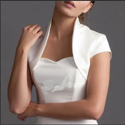 Short Sleeve wedding jacket satin bolero jackets Cheap Bridal Party Coat Bridal Wrap Custom Made