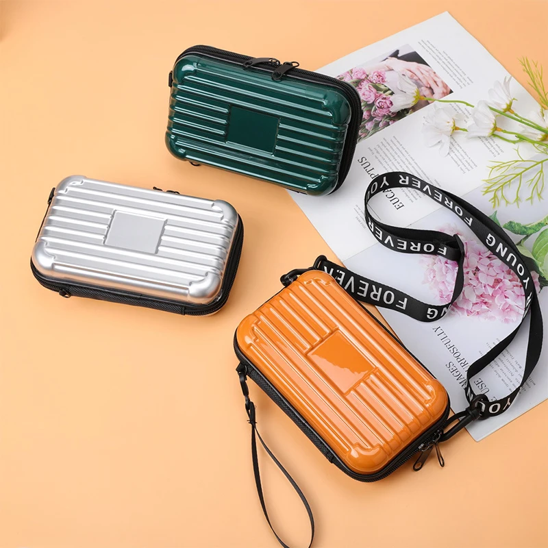 Women Clutch Small PVC Shoulder Bag Suitcase Shape Totes Phone Zipper Pouch Lady Coin Purse Travel Toiletry Beauty Case Handbags