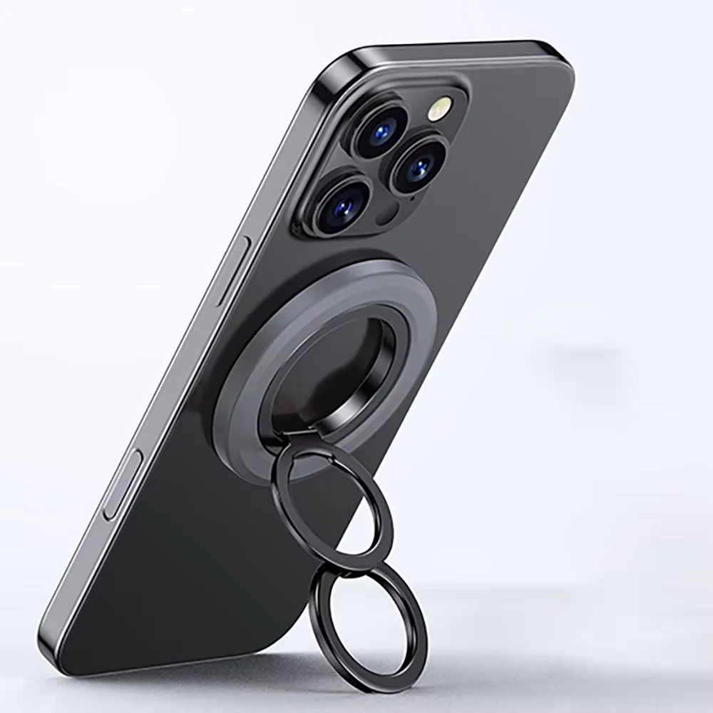 

360 ° Магнитный держатель для телефона с двойным кольцом, встроенные шестерни, сильный магнит, складной кронштейн, кольцевой держатель, подставка для мобильных телефонов