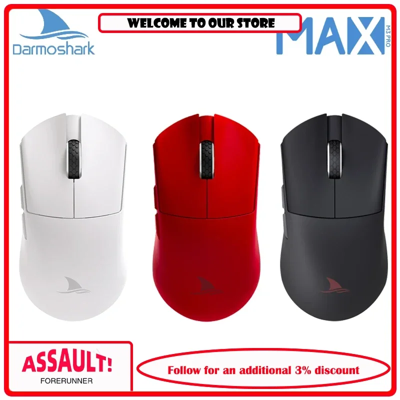 Darmoshark M3 PRO MAX Wireless Bluetooth Gaming Mouse PAW3950 30000DPI 8K Ergonomic Optical Mice For Computer Laptop PC Gamer 4K