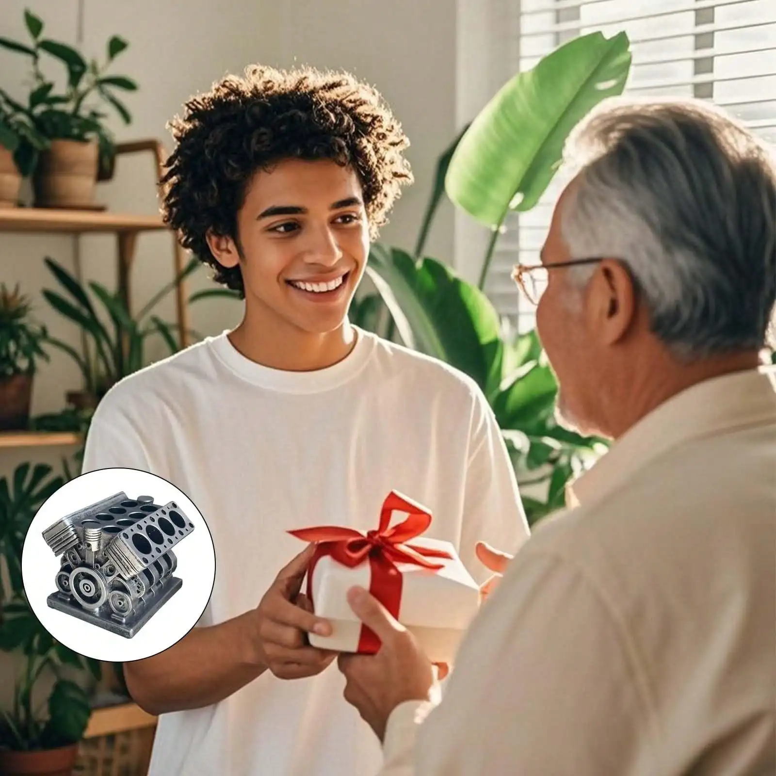 حامل أقلام نموذج المحرك V6/V8 مطبوع ثلاثي الأبعاد - منظم مكتب ملحقات السيارة للرجال (تخزين بطاقة العمل والقلم الرصاص)