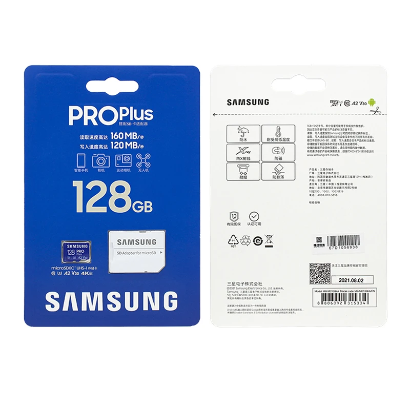 Imagem -06 - Samsung Pro Plus-cartão de Memória Micro sd Cartão Sdxc tf Uhs-i u3 4k V30 256gb 512gb 160 Mbps Classe 10 a2