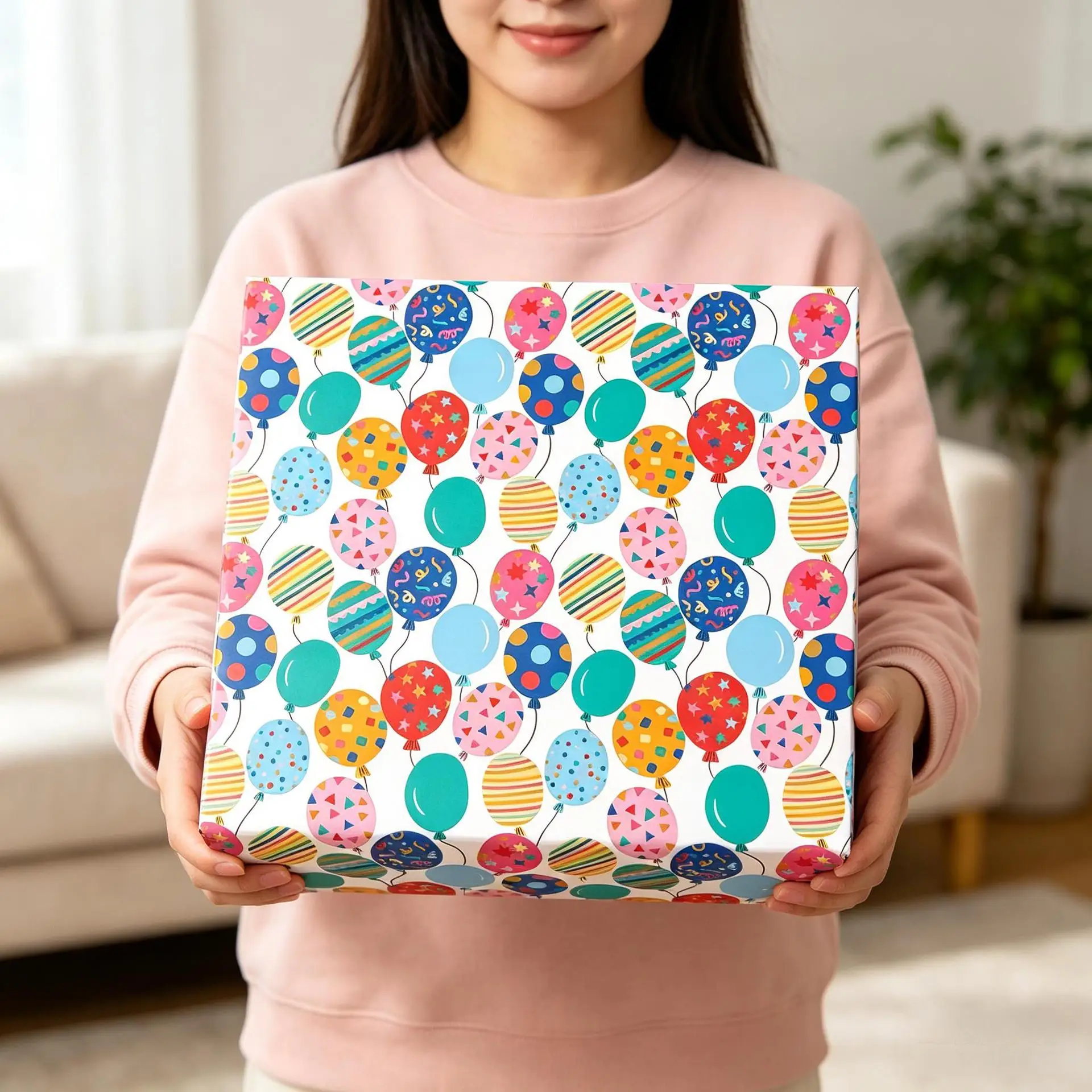 Color balloon birthday wrapping paper explosion party gift wrapping paper whole roll wholesale