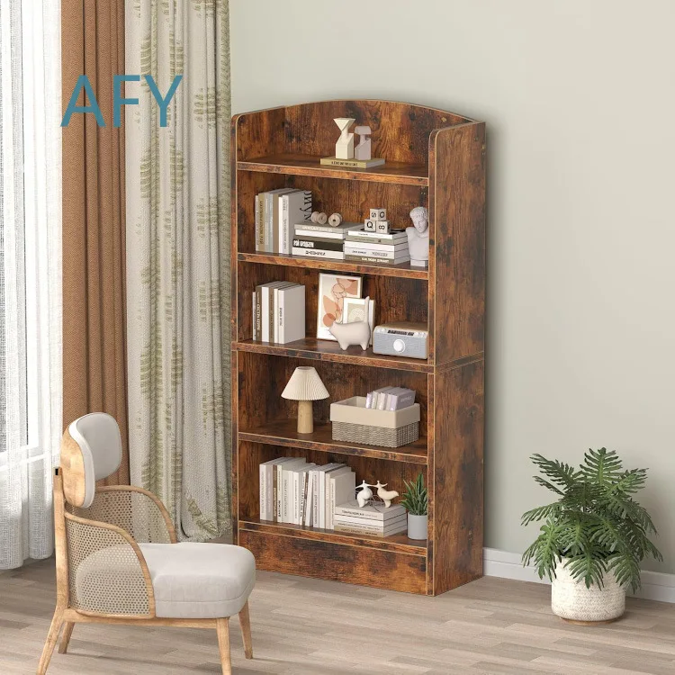 5 Tier Open Bookshelf for Office Display Storage Shelf for Library Living Room Study Home Use Bookcase for Books Decor