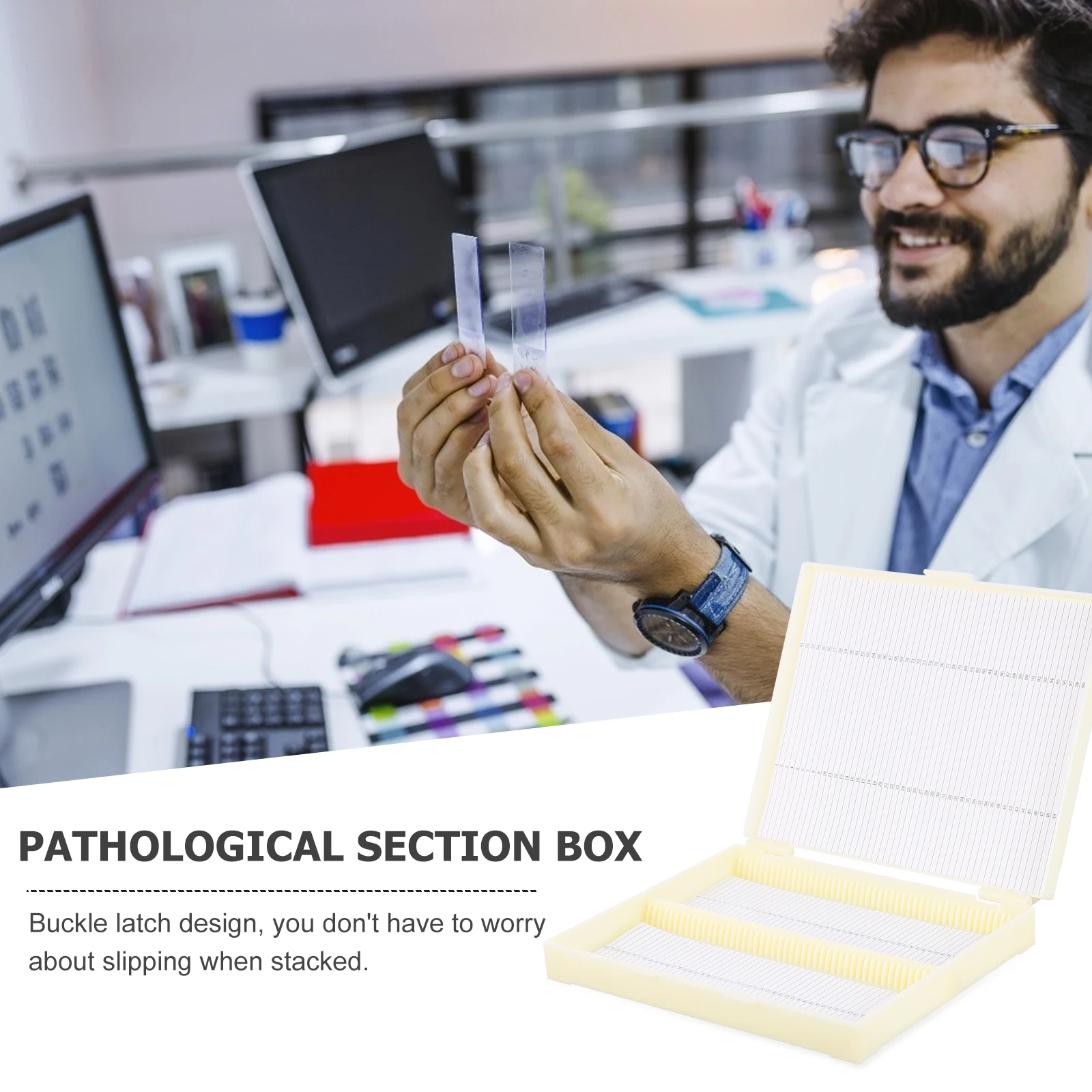 

Storage Containers Science Lab Microscope Slides Case Boxes Cabinet Holder Shelf for Kids