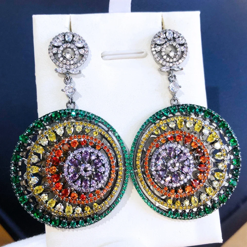 

Soramoore оригинальные великолепные круглые серьги-подвески с блестящим кубическим цирконием женские свадебные модные серьги Bijoux высокое качество новинка