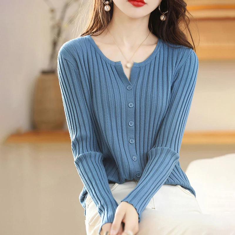 Women\'s  Sweater Solid Colour Fashion Versatile Autumn Winter Cardigan Sweater