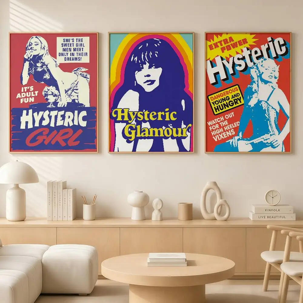 Fashion Brand Hysteric Glamour Posters Wall Art Retro Painting Home Room Cafe Club Dorm Wall Decor