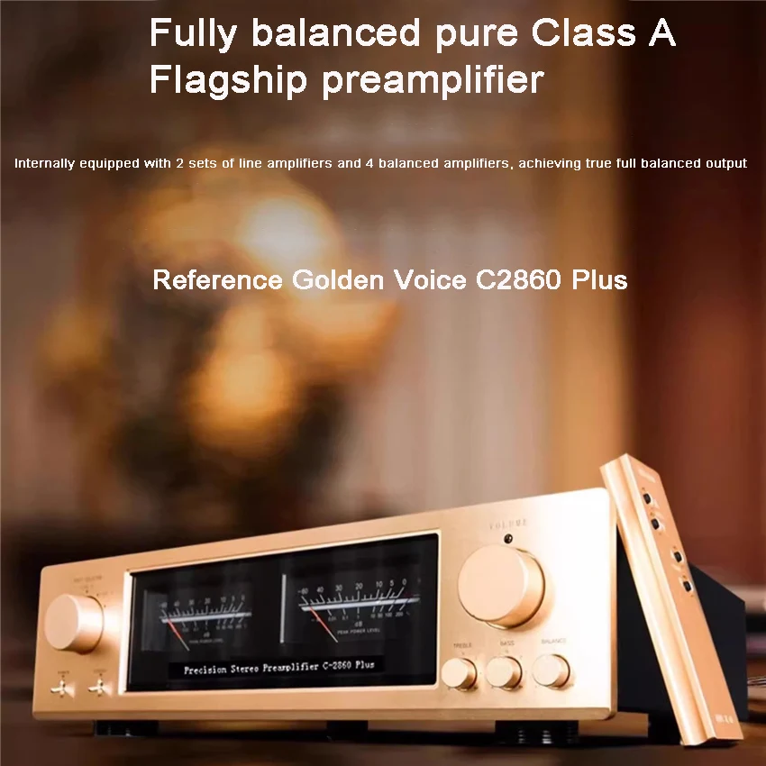 Reference Golden Voice C-2860 Plus Fully Balanced Pure Class A Pre Amplifier AC-220V/110V HiFi High Temperature Pre Amplifier