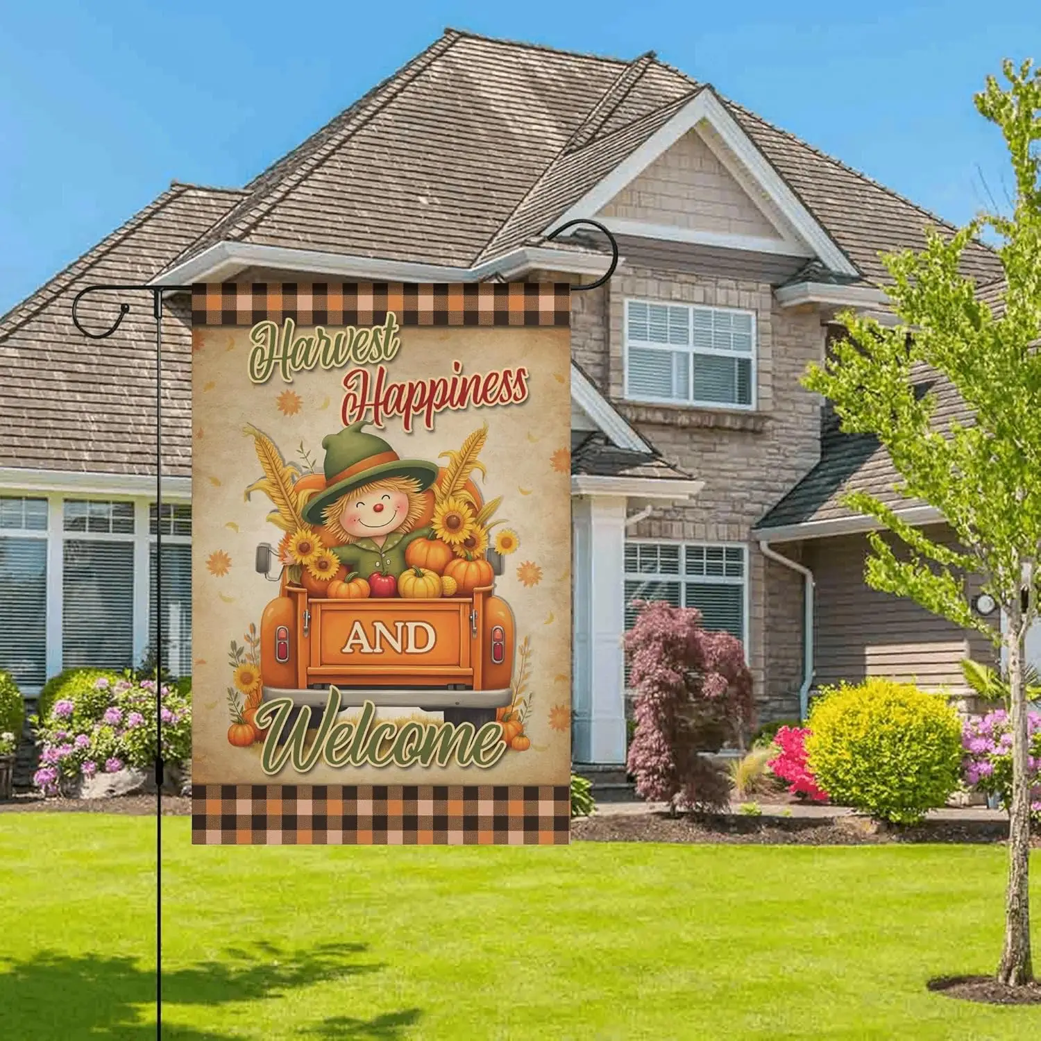 Happy Harvest Welcome Autumn Garden Flag, Double-Sided 12 x 18 inches, Decorative Outdoor Decor HHZ UUV HHM WZZ yyi