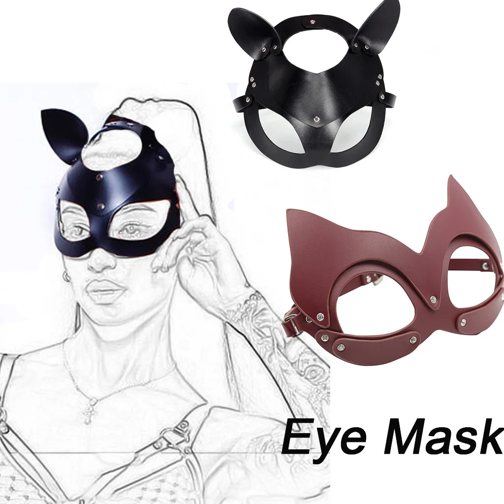 

Pu Leather Half Face Cat Cosplay Eye Mask for Woman Adult Play Game Masquerade Ball Carnival Masks BDSM Sexy Cat Girl Sex Toys