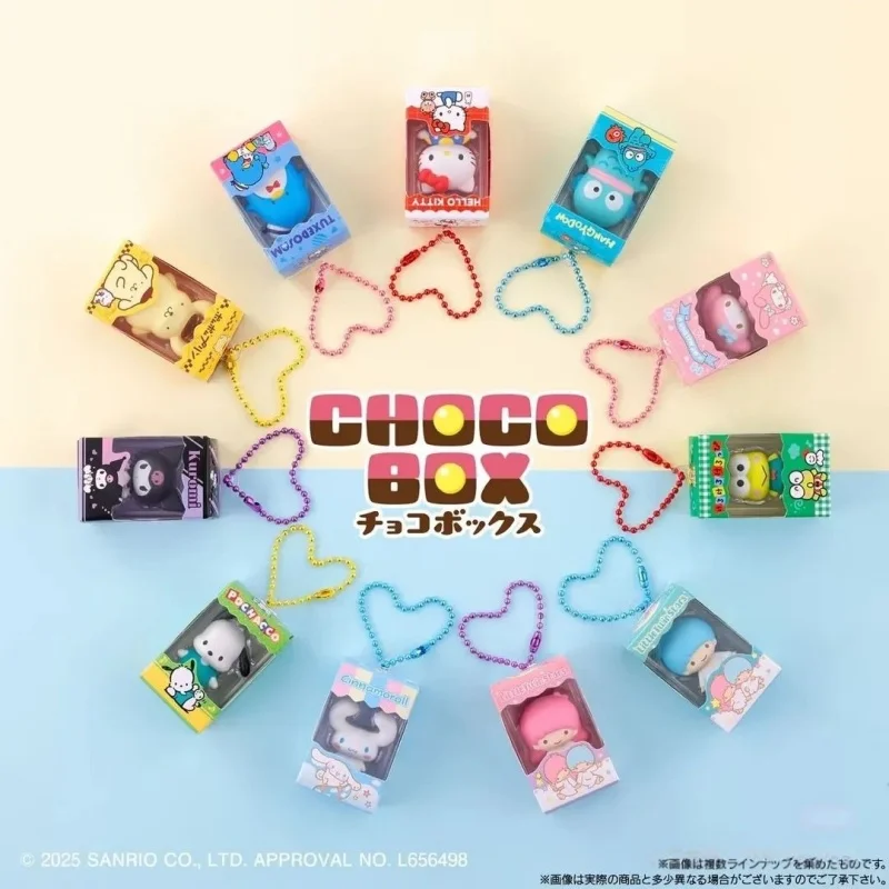 Autentyczne figurki Bandai Mini Decorative Toys Kitty Cat Melody Kuromi Big Ear Dog Twin Star Blind Box, urocze figurki anime do kolekcjonowania