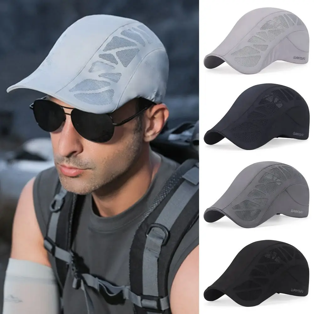 Summer Mesh Letter Golf Driving Newsboy Baseball Cap Beret Hat Sun Cap Cabbie Hat