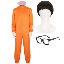 Halloween Orange Sports Suit Men's Adult Vector Costume With Wig Glasses