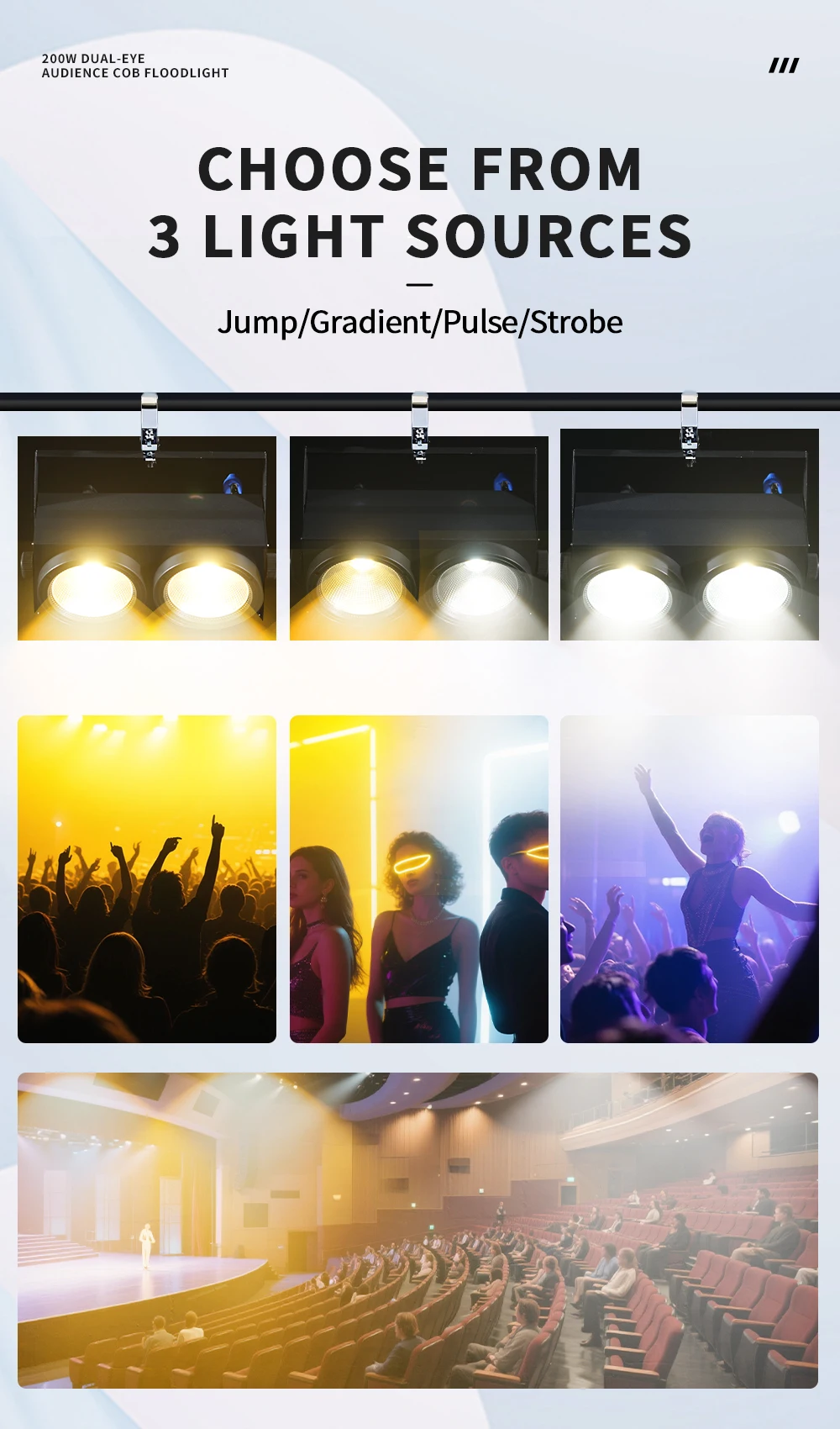 2 Stück 2COB Wash Par Licht 2x100W Einstellbare Geschwindigkeit Stroboskop-Licht LED 2IN1 Kalt-Warmweiß Beleuchtung Party Bar DMX Bühnenbeleuchtung – Detail 4