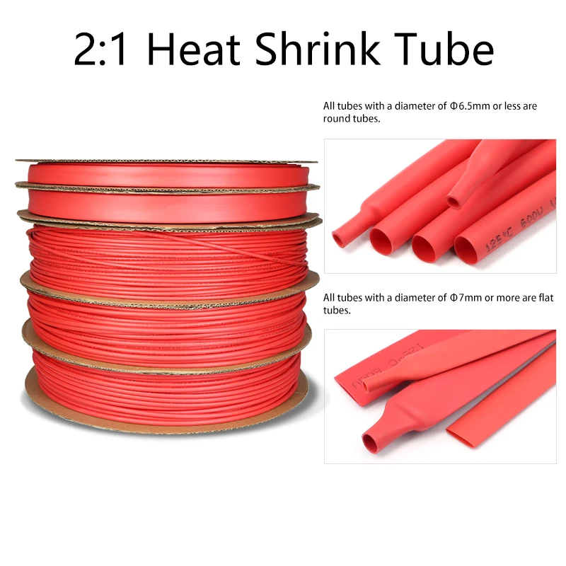 1~10m 2:1 Schrumpfschlauch Rot Durchmesser 0,6mm ~ 80mm Wasserdichter DIY-Ummantelungsschlauch Kabelreparatur Polyolefin-Schlauch