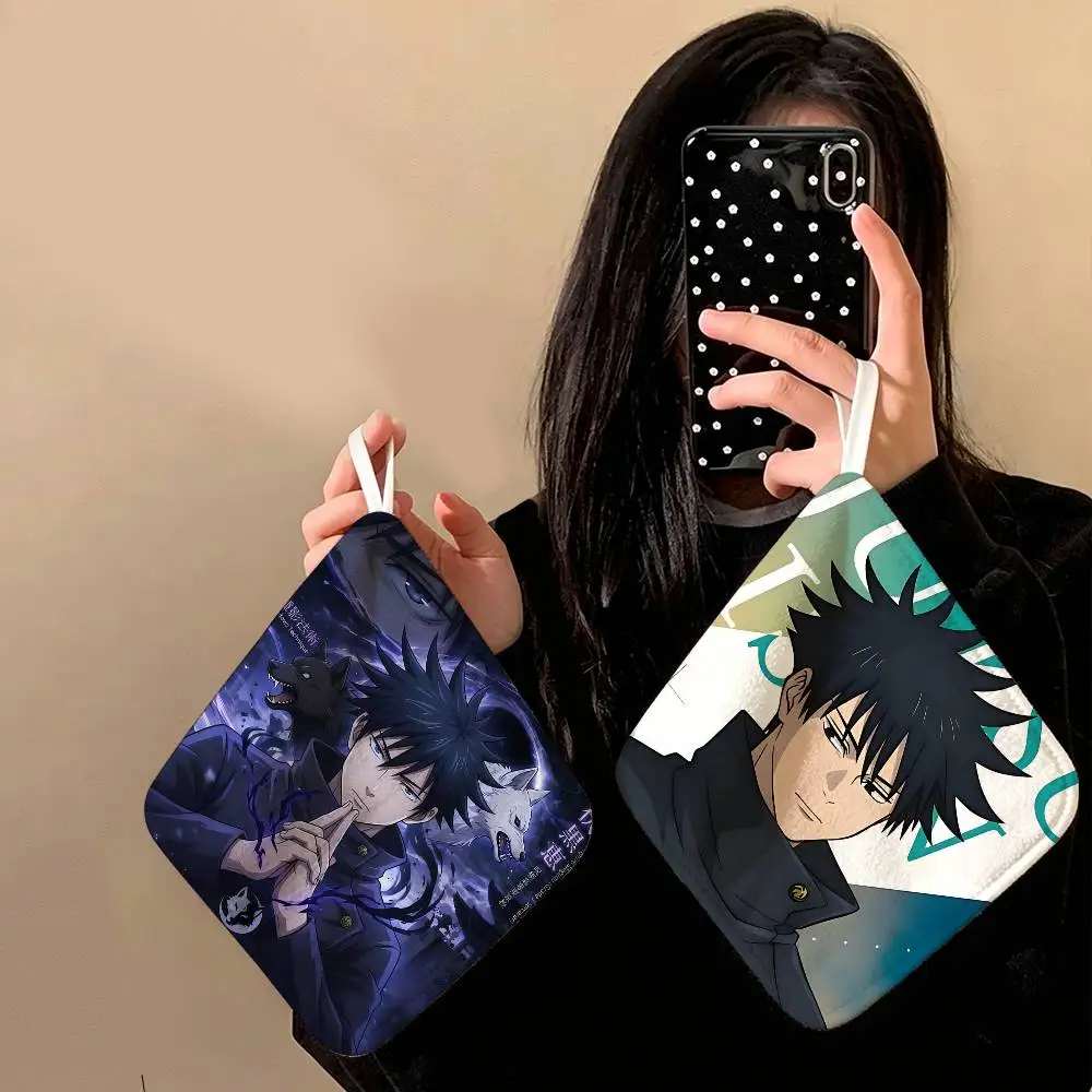 Fushiguro Megumi Jujutsu Kaisen Hanging Kitchen Towel, Polyester Cotton Fabric, Absorbent Hand Wiping Towel for Home Dormitory