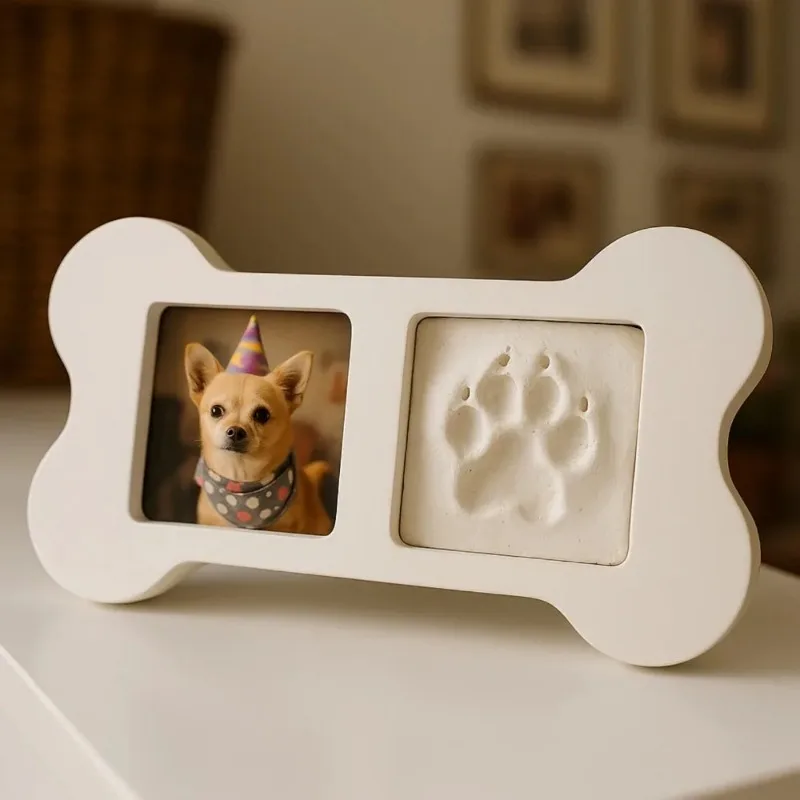 

Dead Pet Commemorative Ink Frame Thicken and Widen The Border Dog Photo Paw Print Ornament Durable Pet Memorials Gravestones