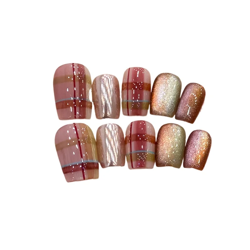 

Короткие ногти «кошачий глаз» ручной работы, высококачественные ногти, новые весенне-летние красивые патчи для ногтей