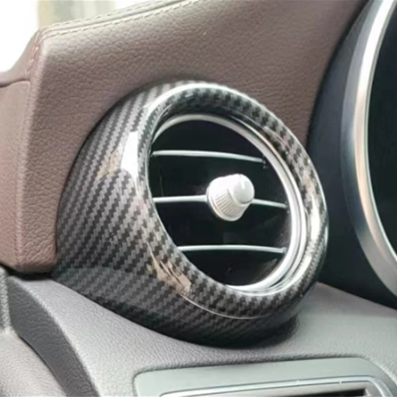 Car Styling Front Air Conditioning Vents Rings Decor Cover Trim Carbon Fiber Color For Mercedes Benz GLC 2020-2022 Accessories