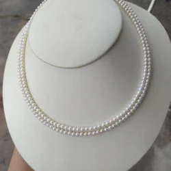 16-17inch Mini AAA+3-4 Mm Akoya Natural White Round Pearl Necklace Videos and pictures are all taken in kind.